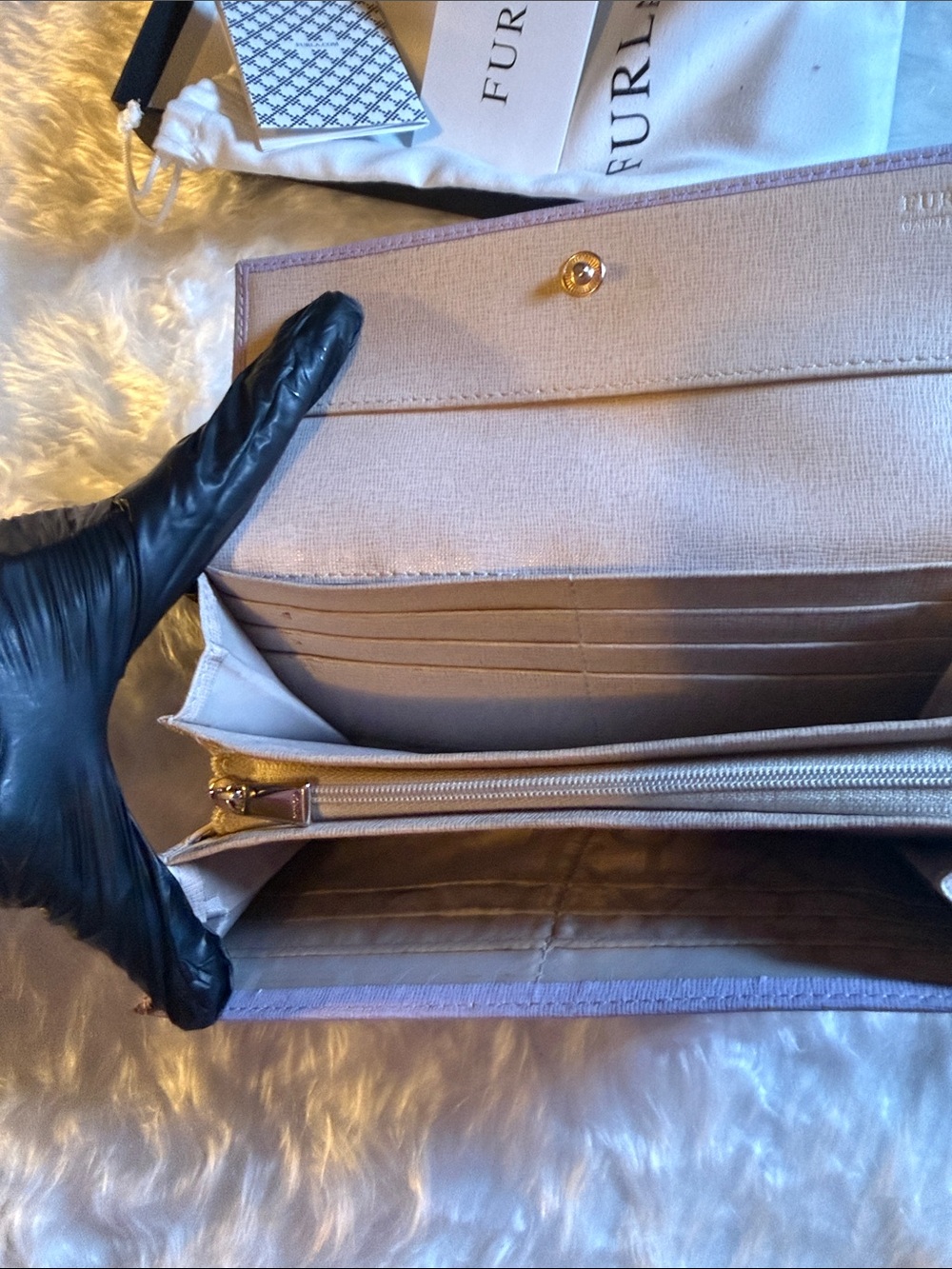 Furla Lavender Leather Flap Wallet with Logo Detail - Picture 6 of 10